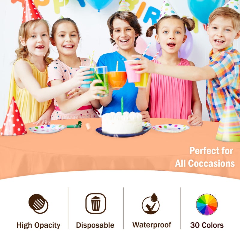 Exquisite 12-Pack Premium Plastic 84-Inch Round Tablecloth, Peach - Image 5